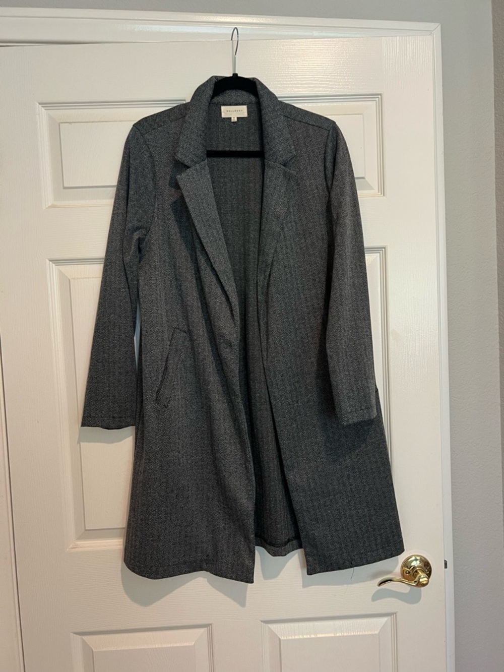 MELLODAY Charcoal Open-Front Trench Coat